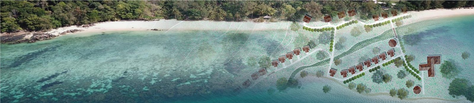 Bungalow area and resort layout at The Pansand Resort, Koh Bulon-Lae